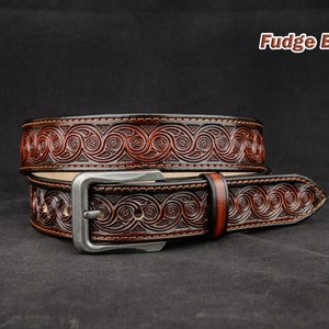 Personalized Tooled Leather Belt Western belt, mens western belt, cowboy belt, custom leather belts, handmade leather belts