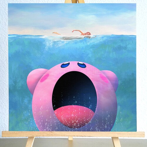 Kirby Nintendo Jaws Canvas Print Etsy