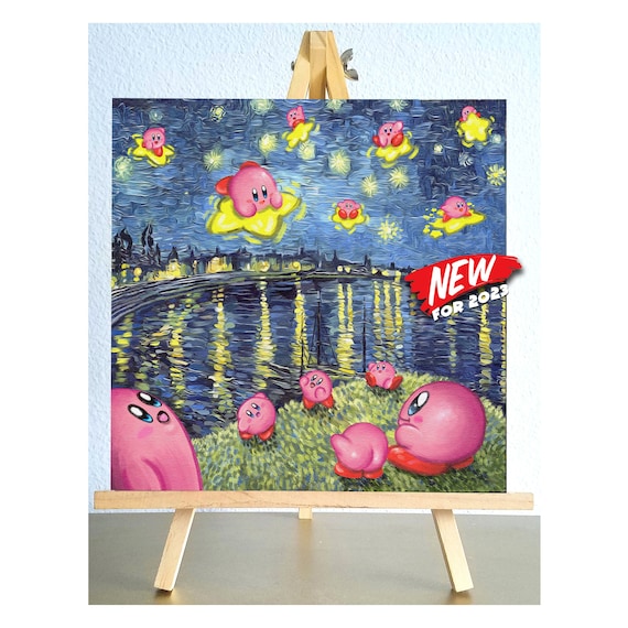 Kirby Nintendo Starry Night Van Gogh Canvas Print - Etsy