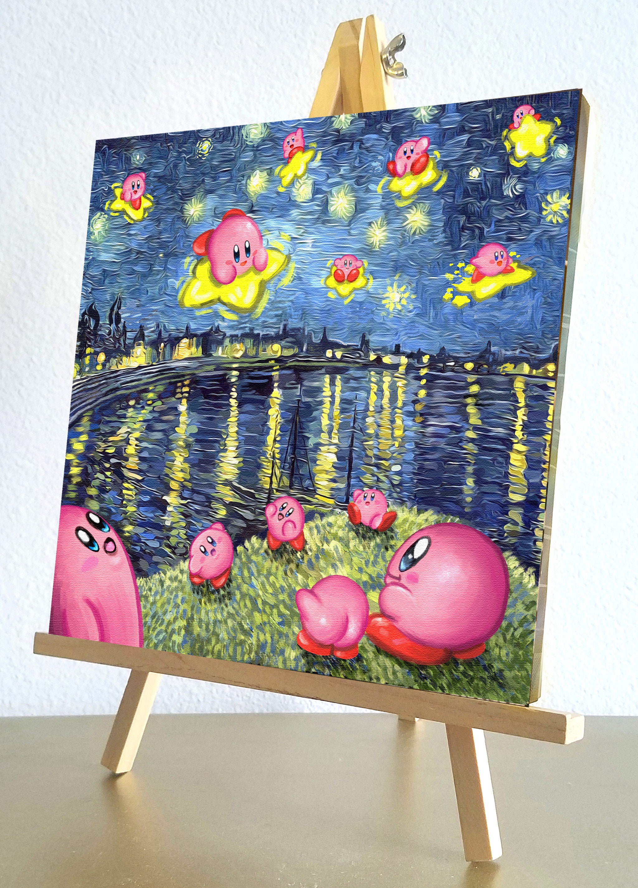 Kirby Nintendo Starry Night Van Gogh Canvas Print - Etsy