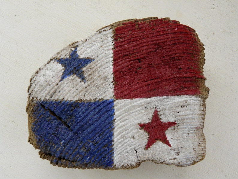 sea wood desk decor patriotic gifts for the office hand painted home decoration patriotic decor Panama flag wood Gift for travelers
