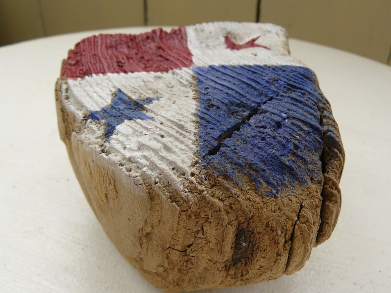 sea wood desk decor patriotic gifts for the office hand painted home decoration patriotic decor Panama flag wood Gift for travelers