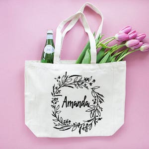 Custom Floral Tote Bag Monogrammed Bag Personalized Tote | Etsy Australia