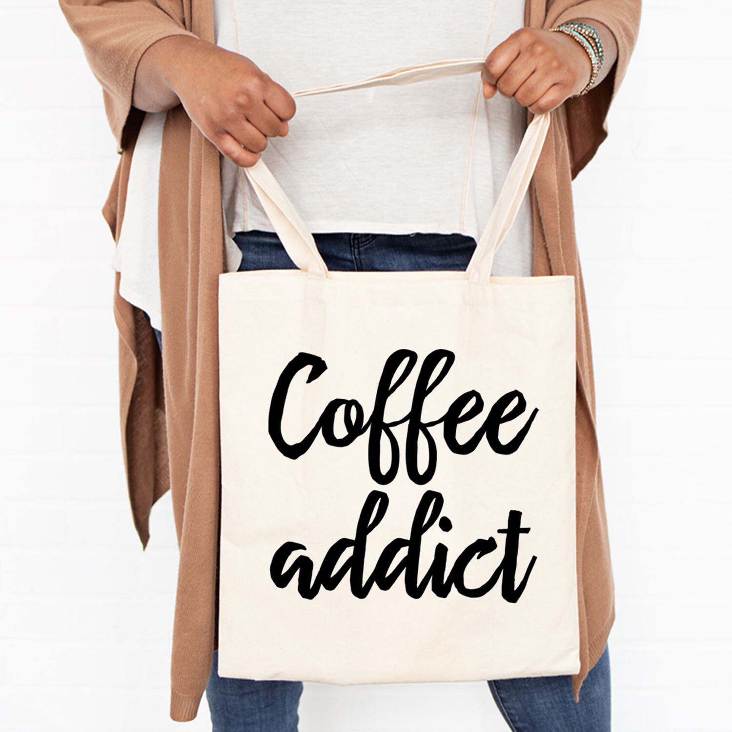 Coffee Addict Bag Canvas Tote Bag Coffeetote Bag Market Etsy Australia