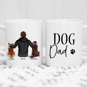 Personalised Dog Dad Mug with 2 Dogs+ - Custom Coffee Mug for Dog Lovers - Gift for Dog Dad - Choose Hairstyle Outfit Dog Breeds
