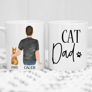 Custom Cat Dad Gift, Father&#39;s Day, Dad Coffee Mug,  Personalised mug, Cat Lover Gift, Gift For Fur Dad , Cat owner gift, Pet Cat Coffee Mug