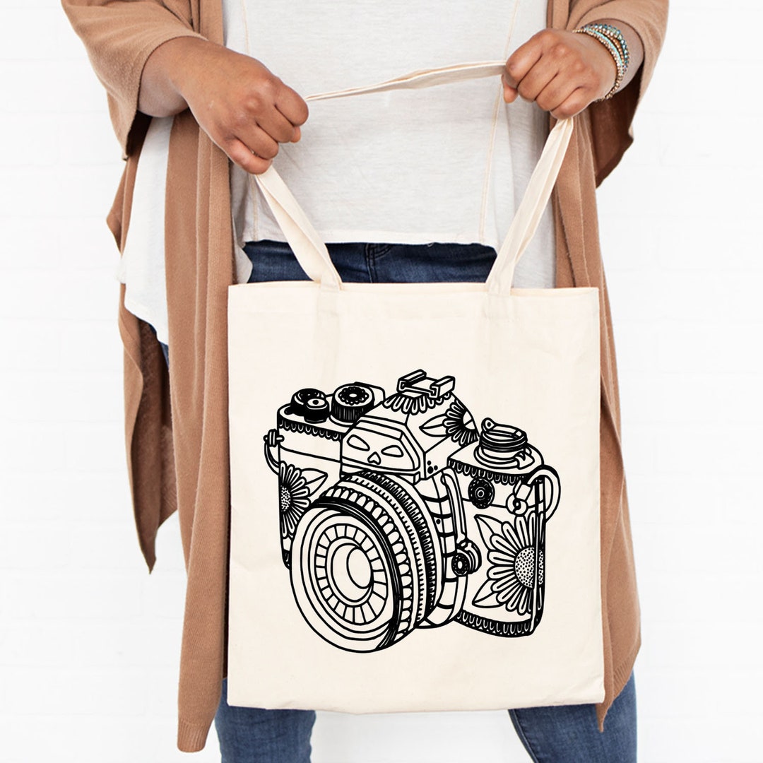 Camera Tote Bag Shopping Tote Bag Canvas Tote Bag Etsy