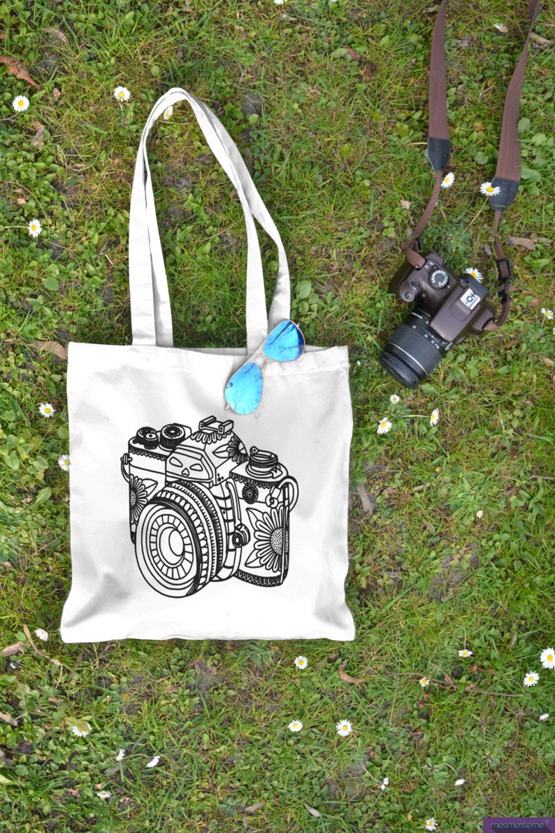 Camera Tote Bag Shopping Tote Bag Canvas Tote Bag Etsy