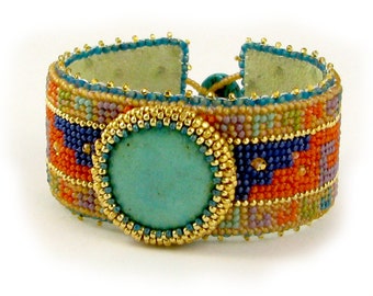 Cancun Beaded Needlepoint Bracelet Instant Download Pattern by Ann Benson