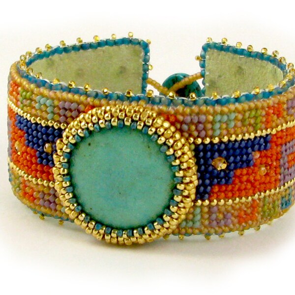 Cancun Beaded Needlepoint Bracelet Instant Download Pattern by Ann Benson