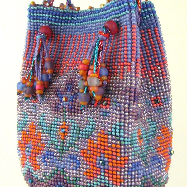 Caprice Bead Crochet Purse instant download PDF pattern, 6" h x 4" d, full color charts, graphics, photos, link to free video tutorial