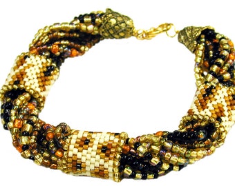 Leopard Bracelet Bead Weaving Instant Dowload Pattern by Ann Benson