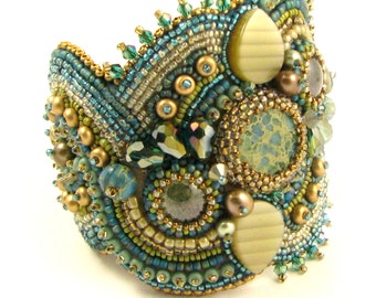 Aqua Terra Bead Embroidery Bracelet Kit by Ann Benson