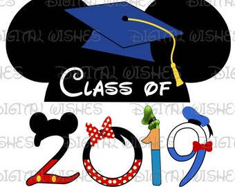 Graduate Mickey ears Class of 2019 in Disney character font Vacation Digital Iron on transfer clip art INSTANT DOWNLOAD image DIY for Shirt