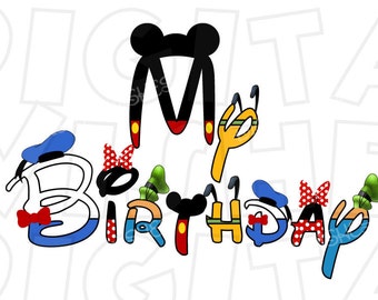 My Birthday in Disney text font Digital Iron on transfer Image clip art INSTANT DOWNLOAD DIY for Shirt