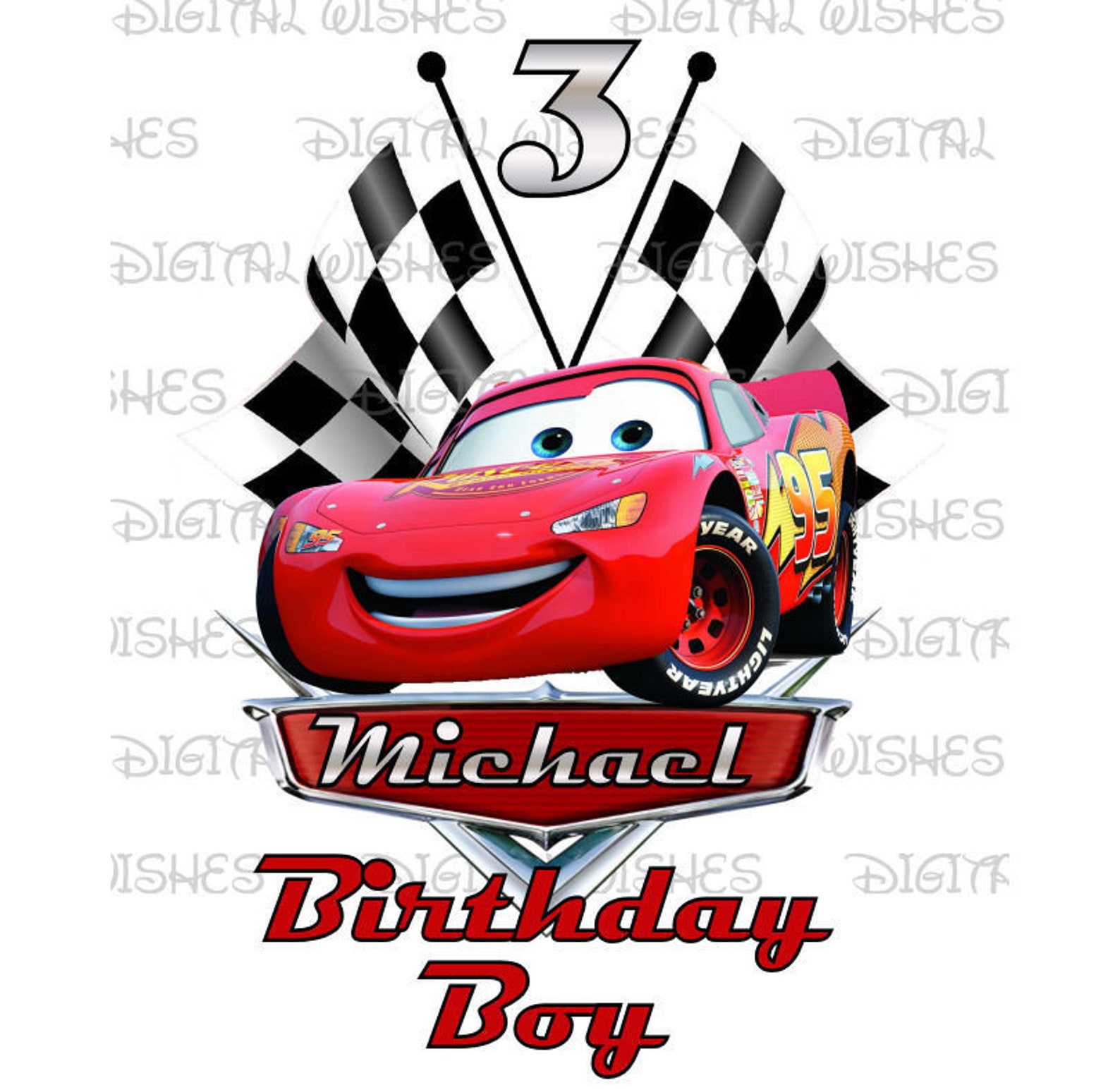 Lightning McQueen from Cars Birthday Image PERSONALIZED name Etsy