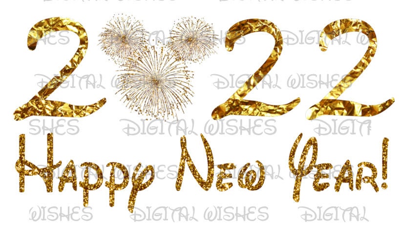 Happy New Year 2022 With Gold Firework Mickey Mouse Head Ears Etsy