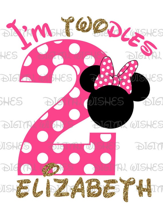 pic Clipart Minnie Mouse 2Nd Birthday minnie mouse head ears i m twodles pink second birthday etsy