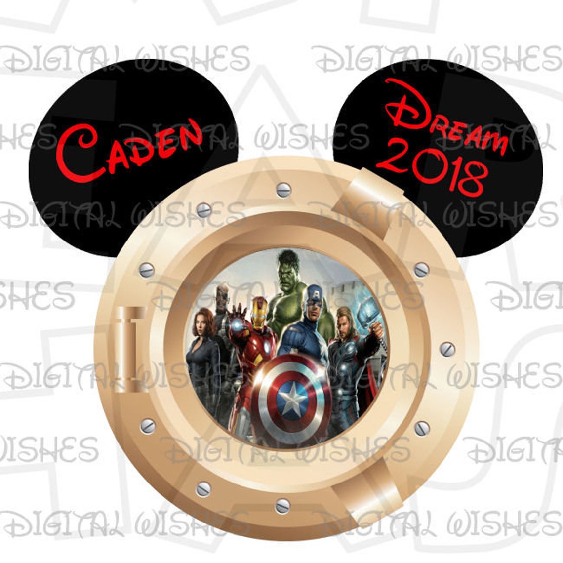 Avengers Mickey Mouse Head Ears Porthole PERSONALIZED DCL | Etsy