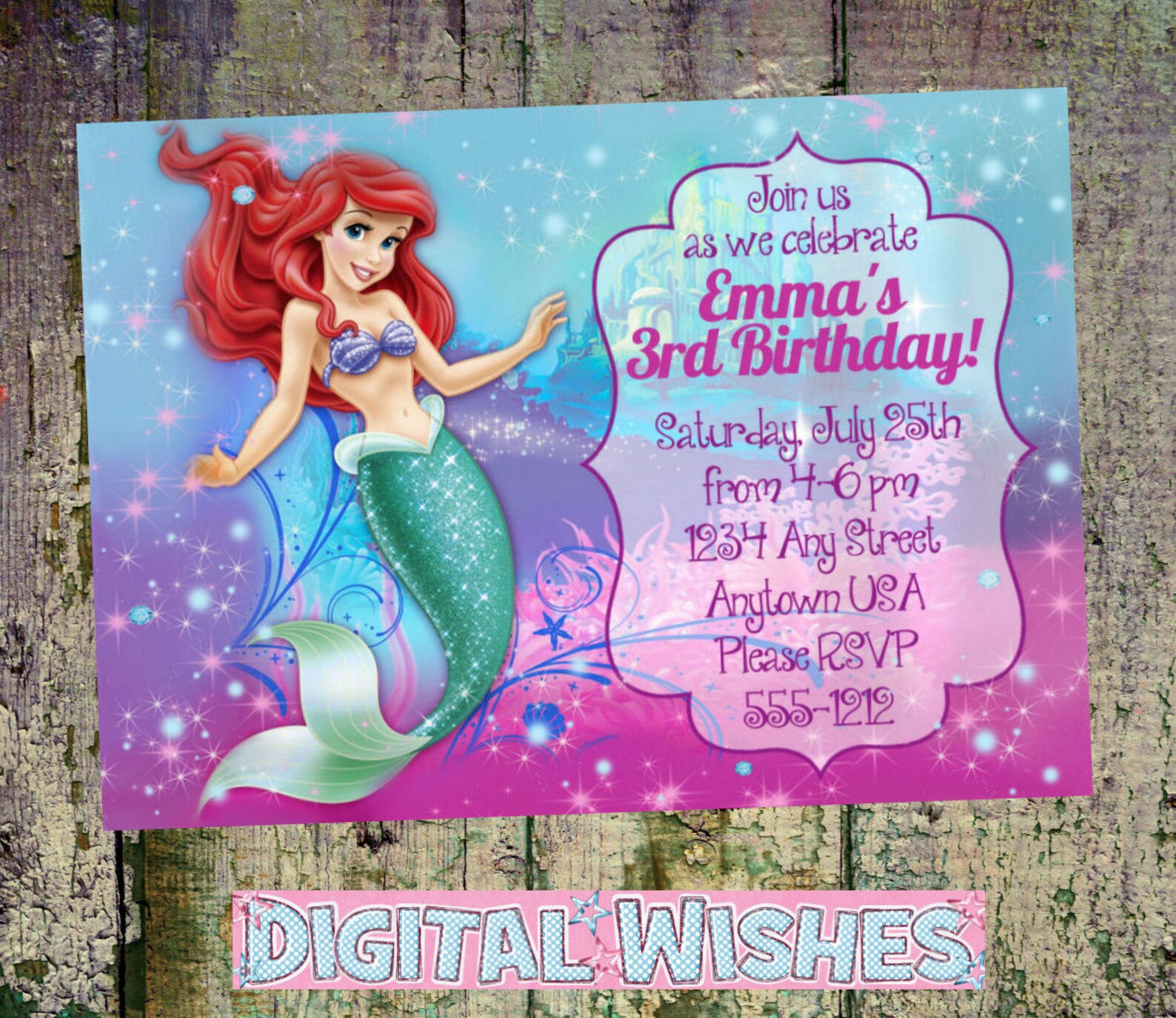 DIY Printable Ariel the Little Mermaid Birthday PERSONALIZED | Etsy