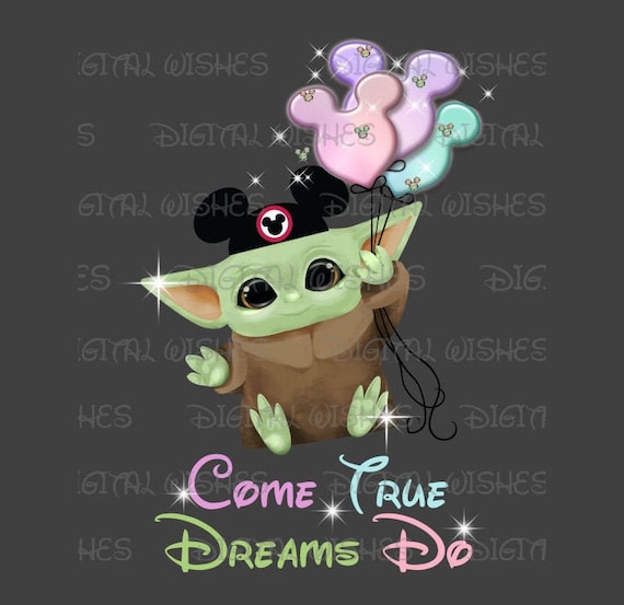 Download Baby Yoda With Mickey Mouse Ears Balloons Dreams Do Come True Etsy