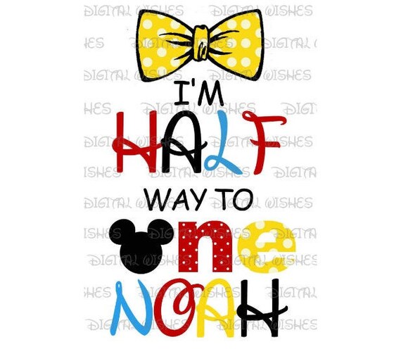 Download Mickey Mouse Half Way To One With Bow Tie Birthday Image Etsy