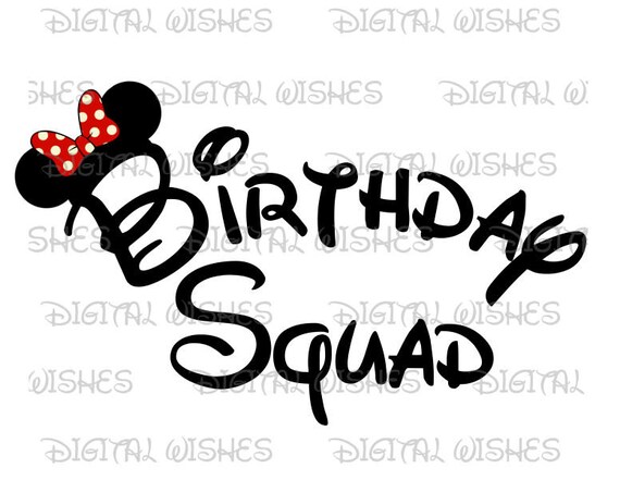 Download Minnie Mouse Ears Hat Birthday Squad Digital Iron On Transfer Etsy