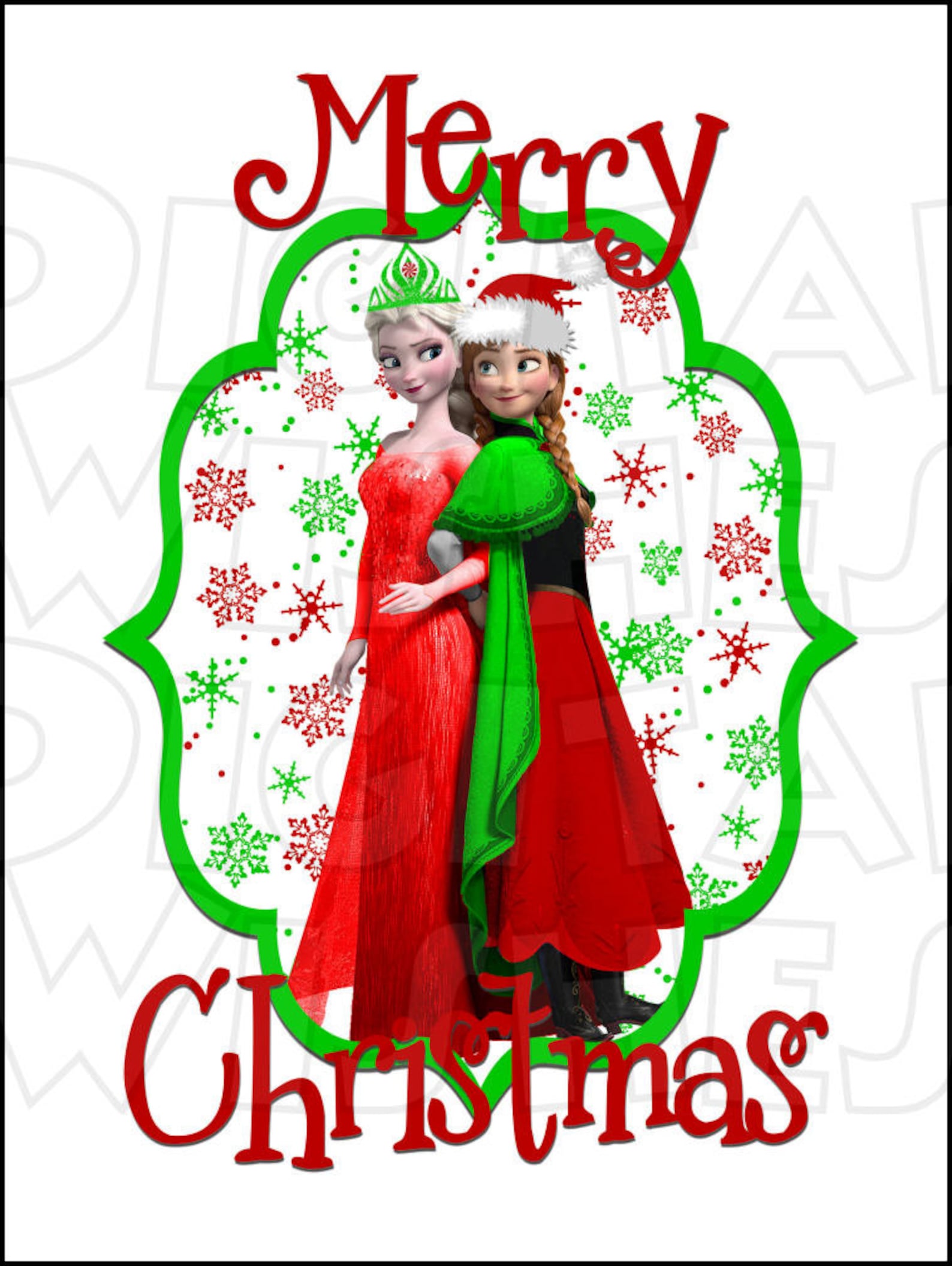 Anna and Elsa Frozen Christmas Digital Iron on Transfer Etsy