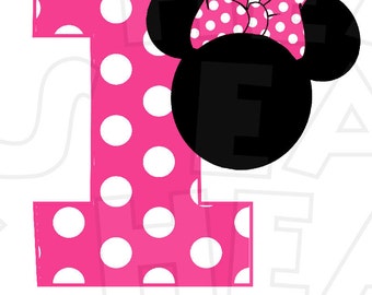 Minnie Mouse hot or light pink Birthday Image PERSONALIZED