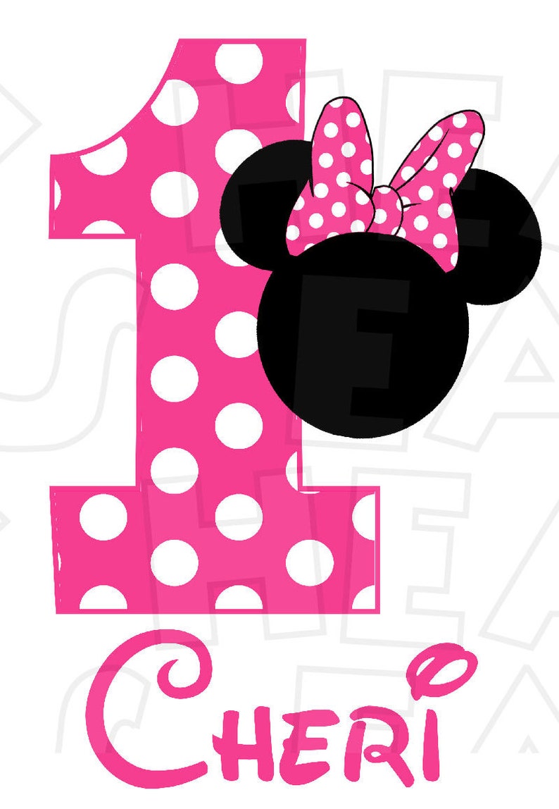 Minnie Mouse head choose red hot or light pink Birthday Image | Etsy