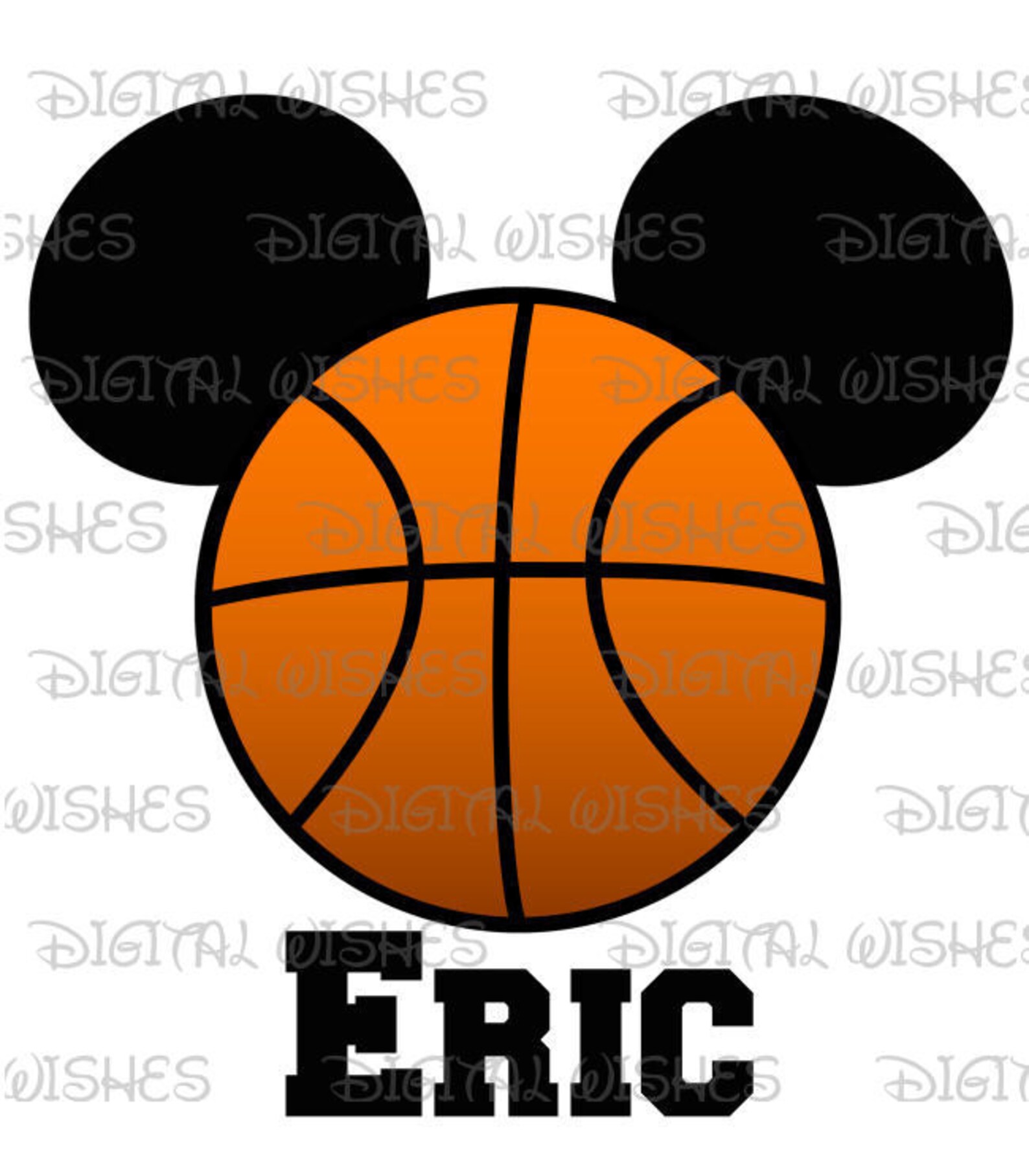 Basketball Mickey Mouse ears head Digital Iron on transfer Etsy