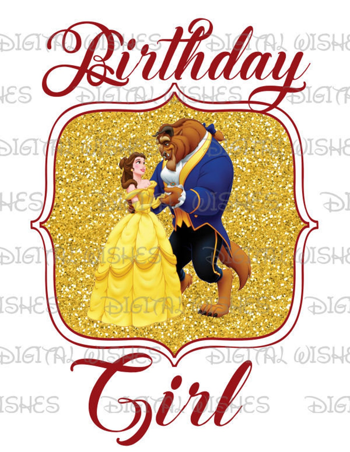 Beauty and the Beast Birthday Girl Digital Iron on transfer Etsy