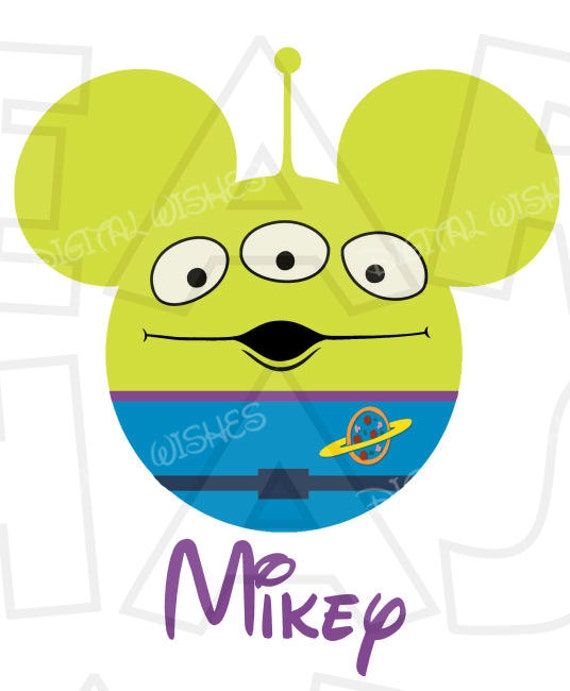 picture Toy Story Alien Face Clipart alien toy story mickey mouse head ears digital iron on etsy