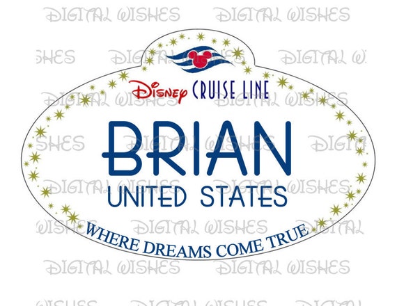DCL Disney Cruise Line name tag Digital Iron on transfer clip | Etsy