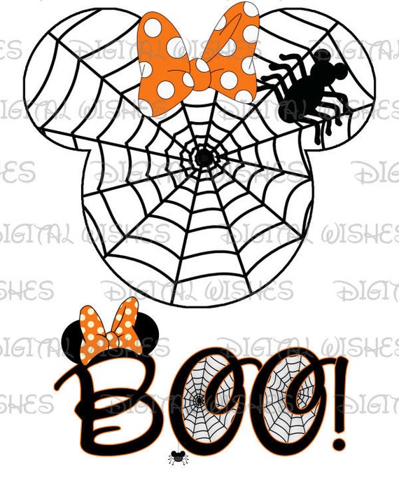 Minnie Mouse Spider Web Boo With Mickey Spider Halloween Head Etsy