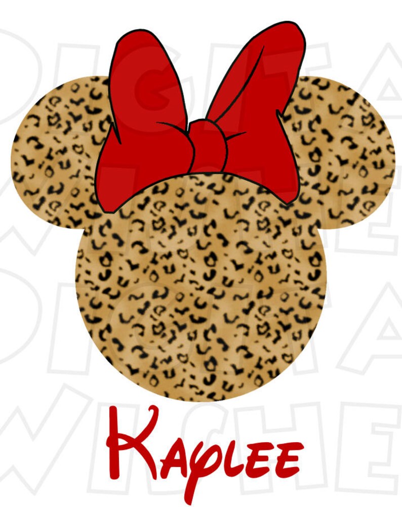 Leopard Cheetah Print Mickey Mouse Ears Head Digital Iron on | Etsy