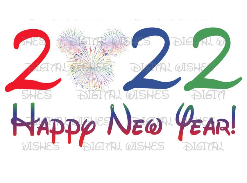 2022 Mickey Christmas Solar Happy New Year 2022 With Colorful Firework Mickey Mouse Head | Etsy Uk