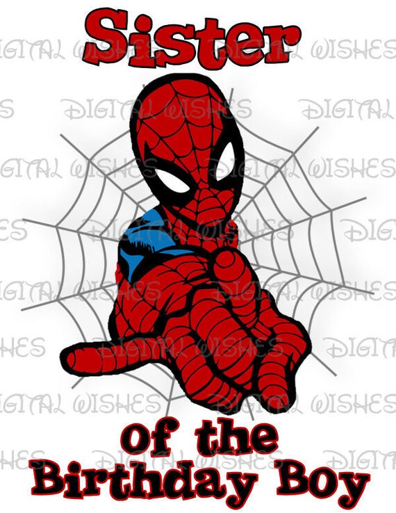 Download Spiderman Marvel Sister Of The Birthday Boy Digital Iron On Etsy