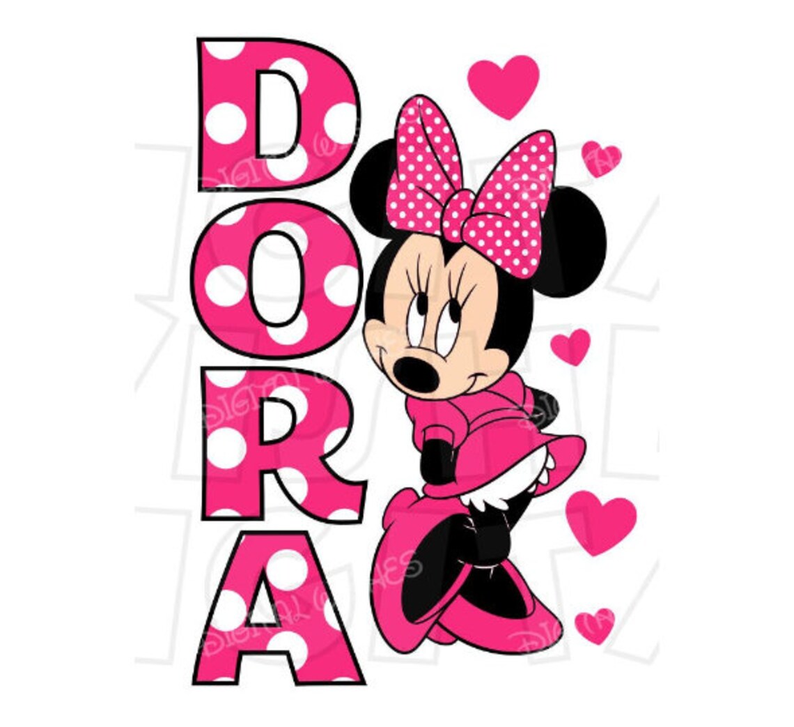 Minnie Mouse with personalized name choose red hot or light | Etsy