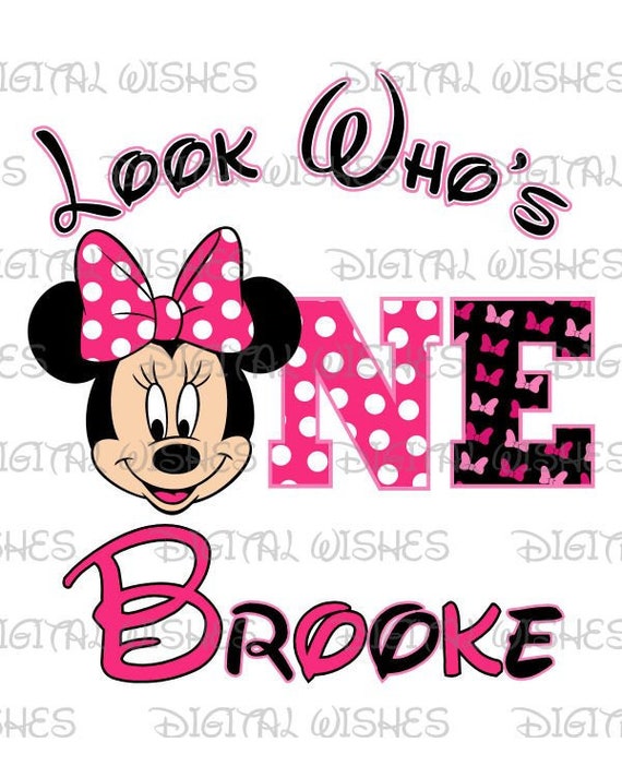 Minnie Mouse 1st Birthday Iron On Transfer W Name 5 X5 5 For Light Fabrics Ebay