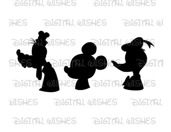 Mickey Mouse Goofy And Donald Duck Silhouettes Png File Etsy