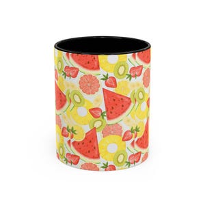 Fruity Accent Coffee Mug, Colorful Drinkware, Fun Kitchen Decor, Summer Vibes, Gift for Fruit Lovers, Unique Beverage Mug