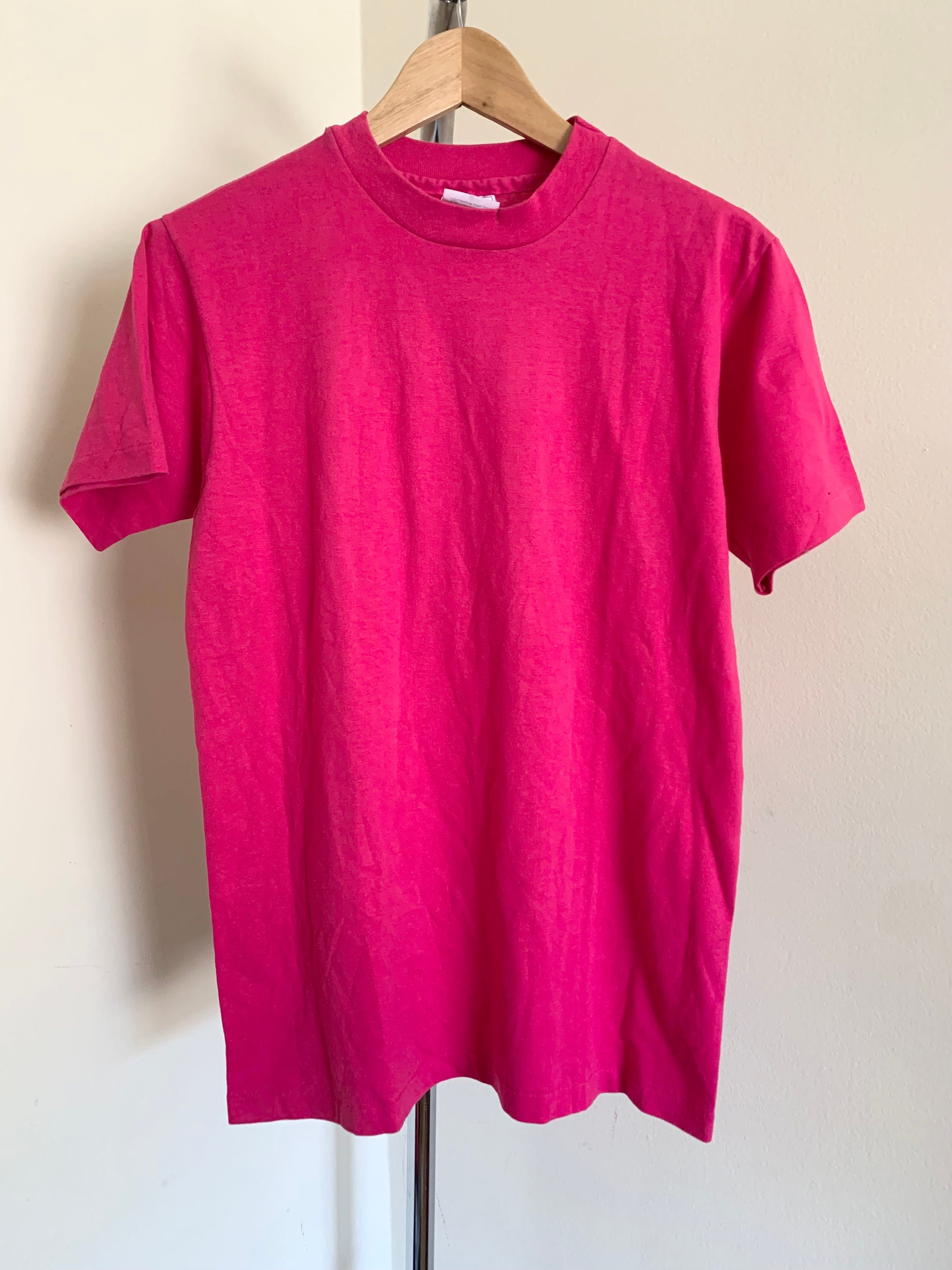 Hanes, Vintage 80’s Hanes fifty-fifty plain blank pink 50/50 t-shirt | Small (tag size) Small (fit) | Made in USA | DEADSTOCK
