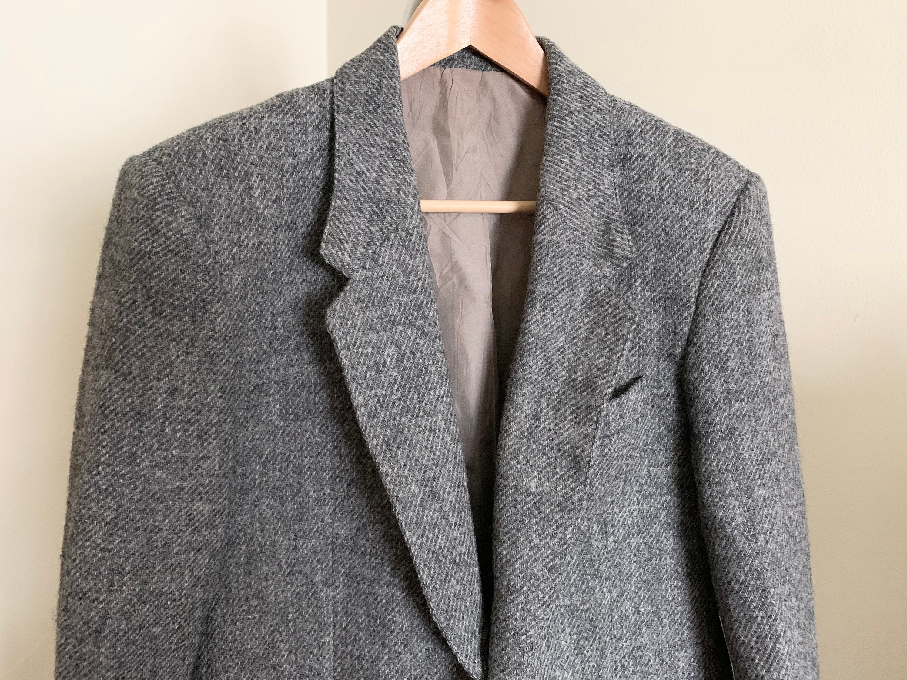 Vintage 60s 70's Serge Saint Yves Harris Tweed Grey Wool Two