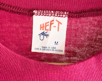 Vintage 80's Hef-t Tee Jays Plain Blank Magenta 50/50 T-shirt