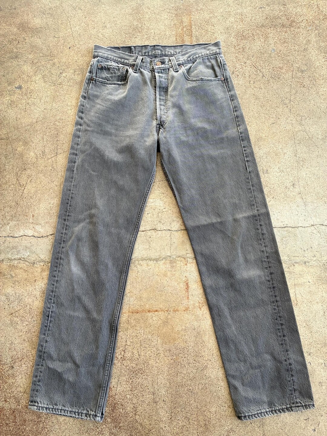 Vintage 80's 90's Levi's 501 Faded Black Denim Jeans | 33 X 32