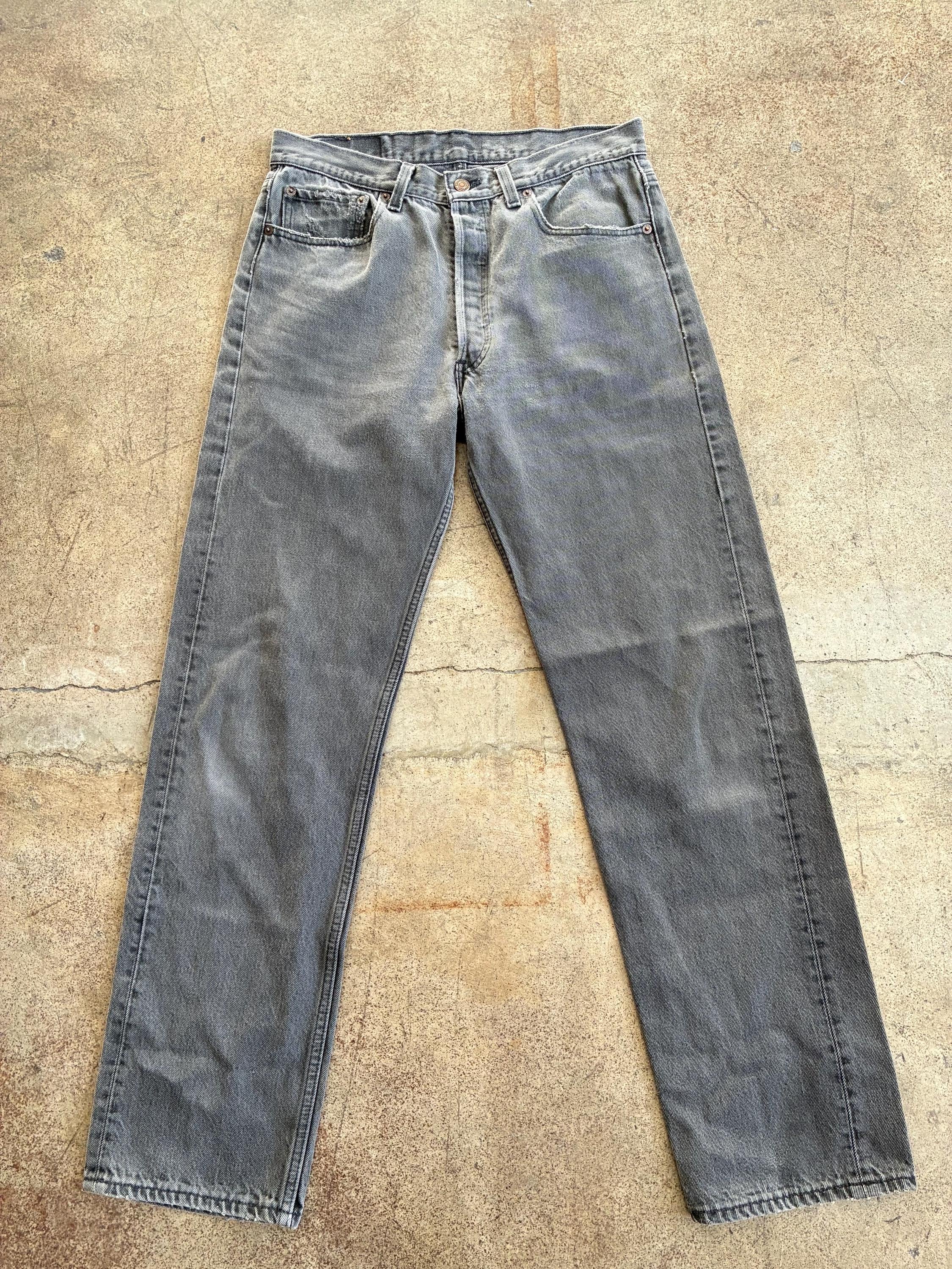 Vintage 80's 90's Levi's 501 Faded Black Denim Jeans | 33 X 32