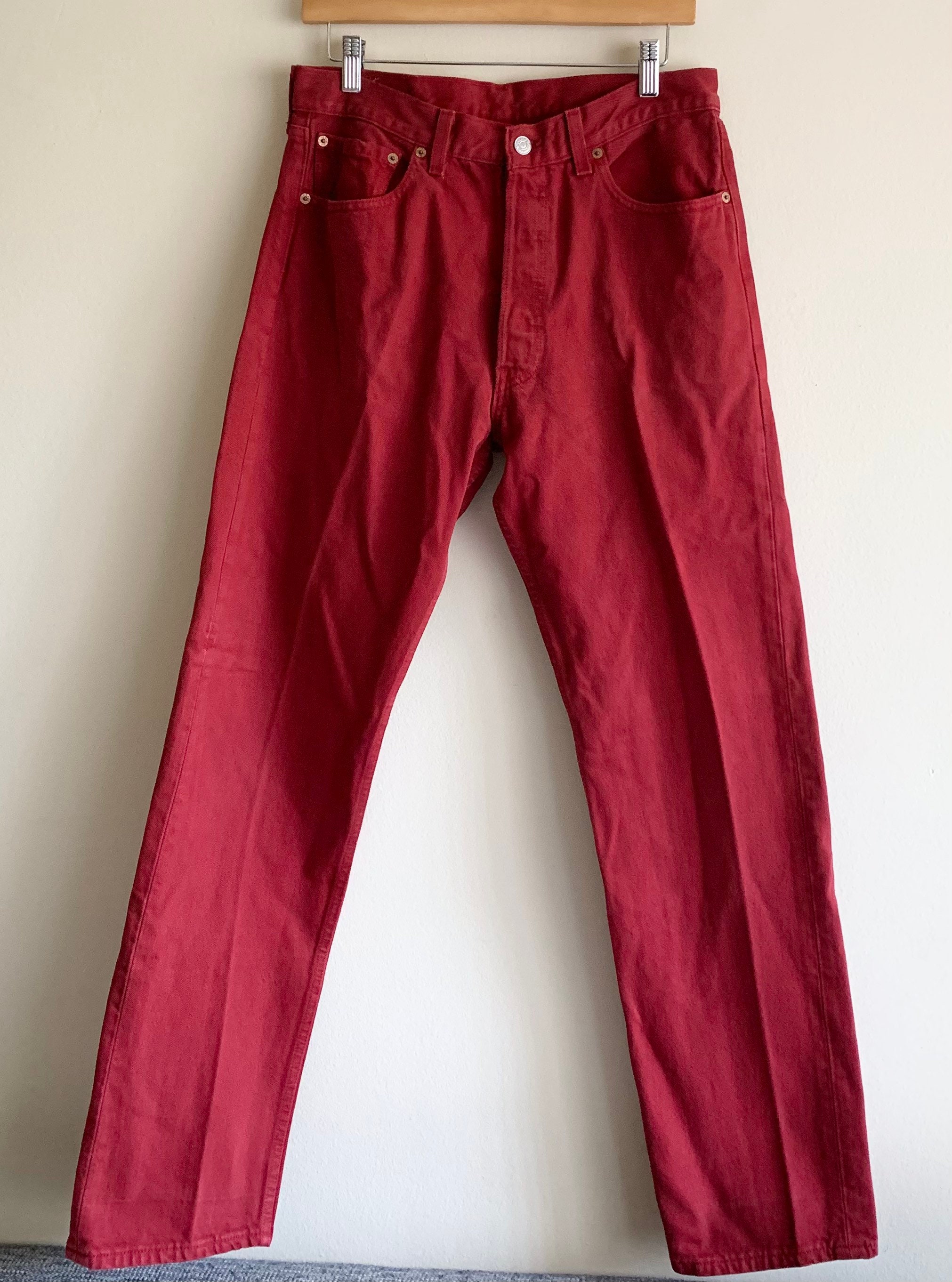 Vintage 80s 90s Levis 501 Red Denim 