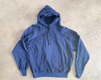 Vintage 70’s 80's Sears navy blue hooded sweatshirt hoodie | Large (tag) Medium (fit) | Made in USA