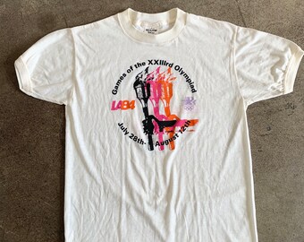 Vintage 80s 1984 Los Angeles Summer Olympic Games  graphic t-shirt | Made in USA | Large (tag) Medium (fit)